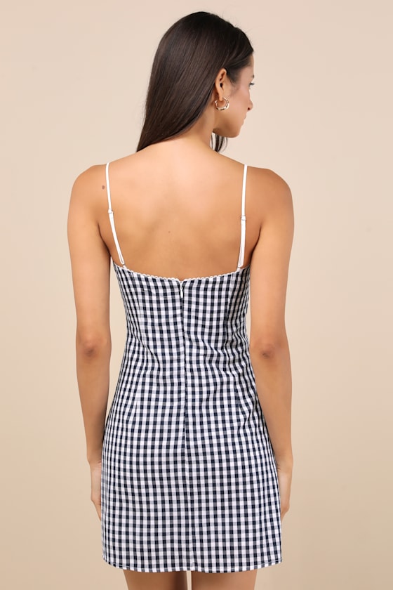 NIA SERRANO NAVY GINGHAM MINI DRESS 