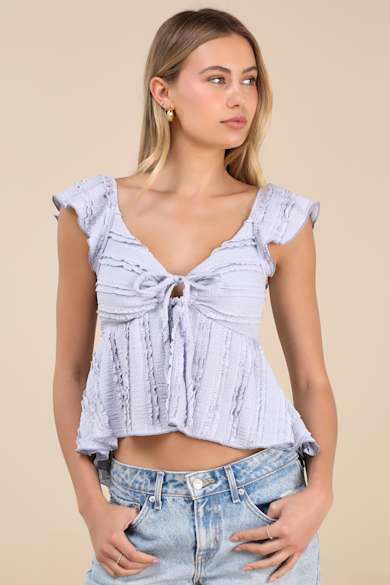 Dreamy Impression Ivory Textured Cap Sleeve Top