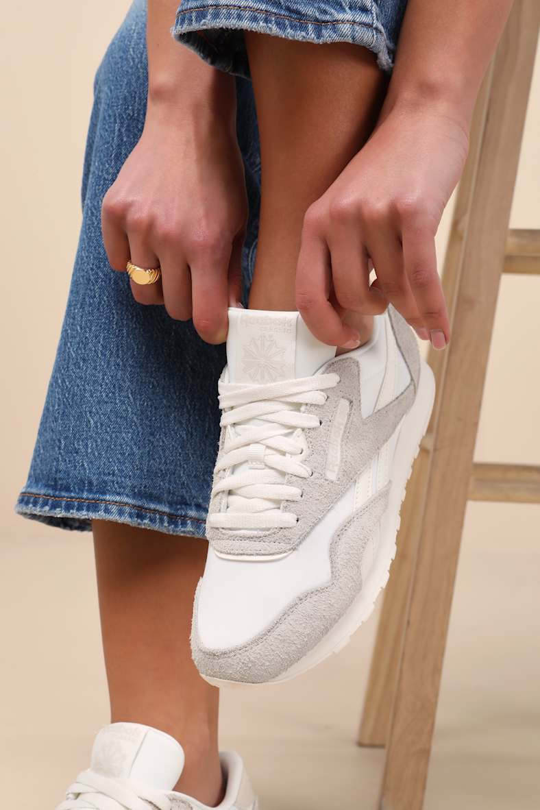Classic Nylon Sand and Chalk Suede Leather Sneakers