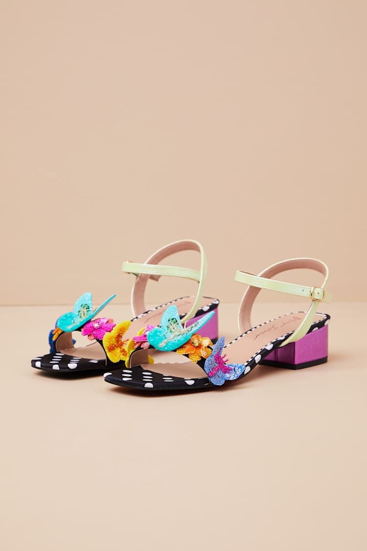 Sandali neri da donna con tacco largo 5,5 cm e strass Lora Ferres - 39
