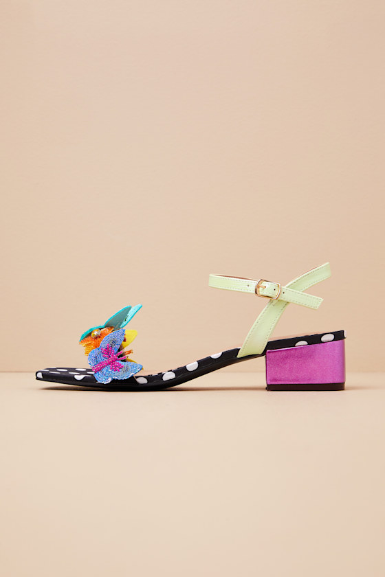 Shop Betsey Johnson Emerry Black Multi 3d Applique Low Heel Sandals