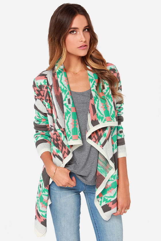 Cozy Peach Cardigan Sweater - Southwest 