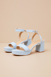 Elodina Blue Eyelet Platform High Heel Sandals 3