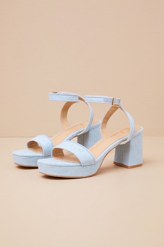 Elodina Blue Eyelet Platform High Heel Sandals 3