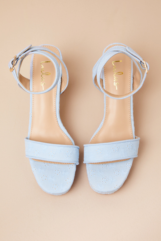 Elodina Blue Eyelet Platform High Heel Sandals 2