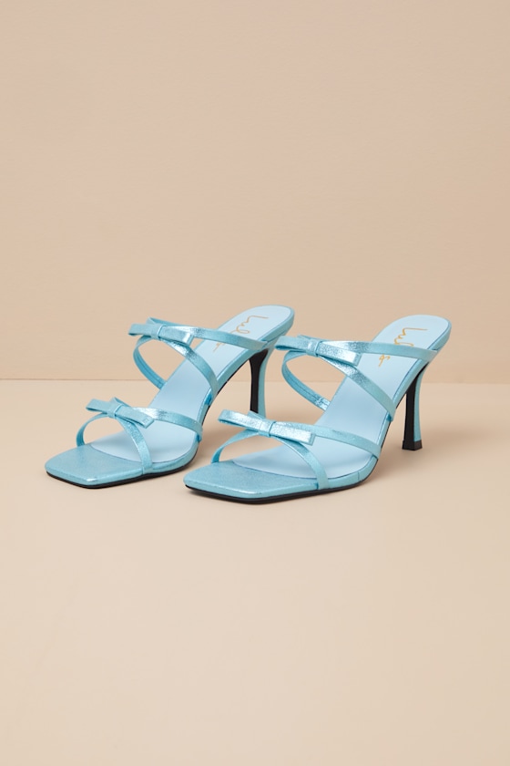 Lulus Pascaline Turquoise High Heel Slide Sandals In Turquoise