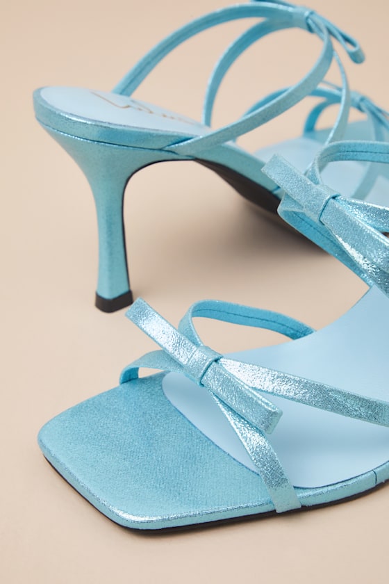 Shiny Turquoise Heels - High Heel Sandals - Stiletto Heel Sandals - Image 5