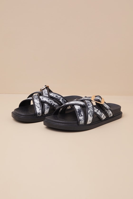 LULUS KILLIAN MULTI TROPICAL PRINT SLIDE SANDALS