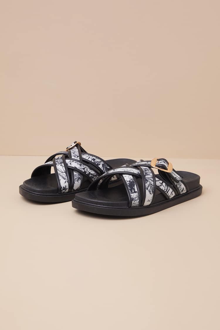 Killian Multi Tropical Print Slide Sandals