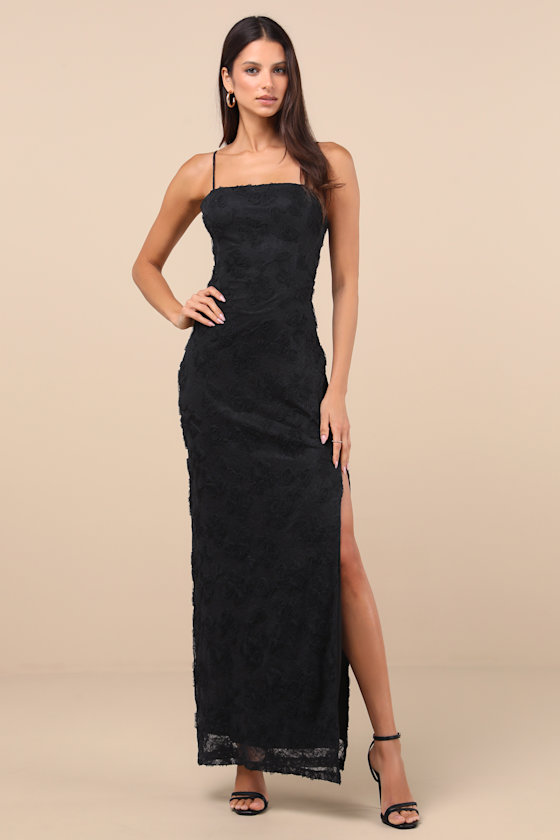 Joni Black 3D Applique Lace Maxi Dress 2