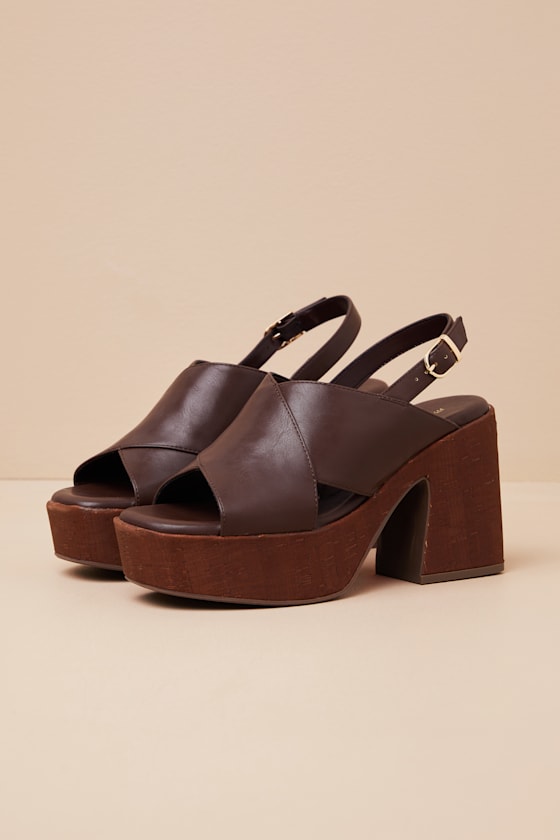 Terrific Dark Chocolate Platform Slingback Sandals 1