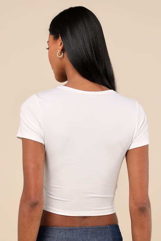 Lulus C'est La Vie White Short Sleeve Cropped Graphic Tee