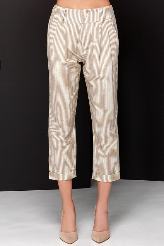 Cute Brown Pants - Striped Pants - Striped Trousers - $49.00