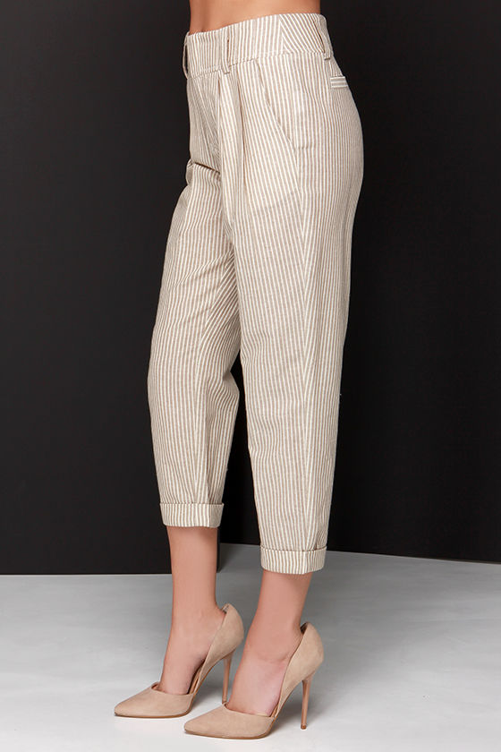 Cute Brown Pants - Striped Pants - Striped Trousers - $49.00