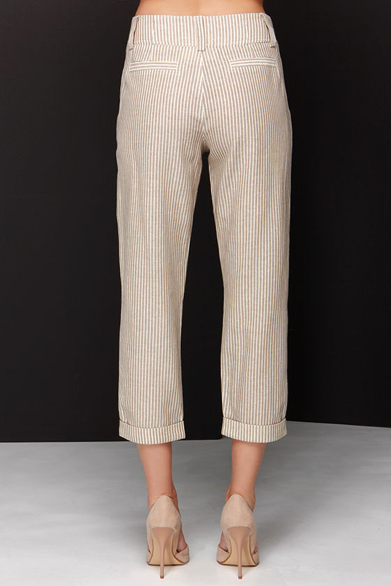 Cute Brown Pants - Striped Pants - Striped Trousers - $49.00