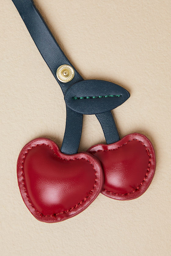 Sasson Red Cherry Vegan Leather Bag Charm 1