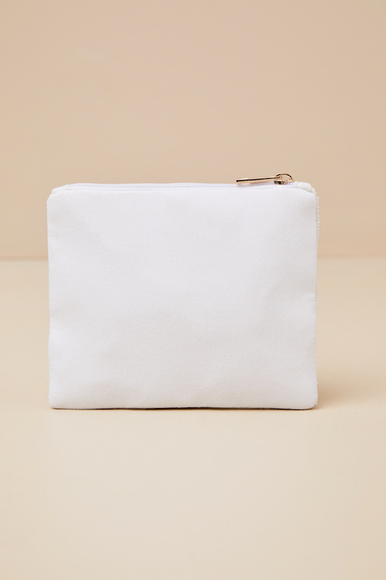 Shop Lulus Wifey White And Gold Beaded Zipper Pouch