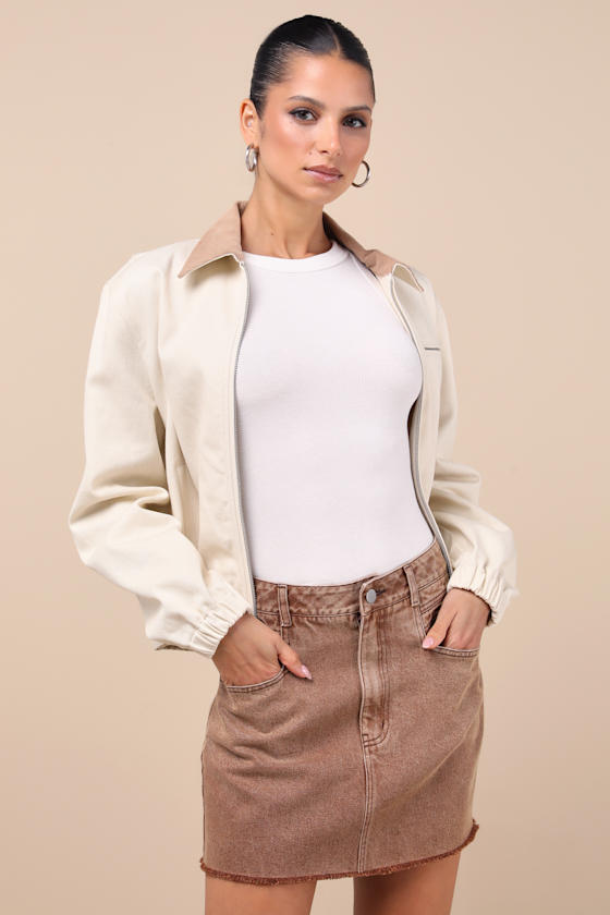 Lulus Noam Washed Brown Twill Mini Skirt In Brown
