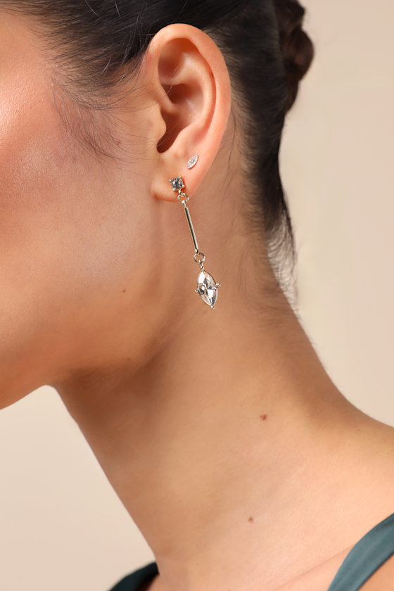 LULUS JUST DAZZLING GOLD RHINESTONE DROP EARRINGS