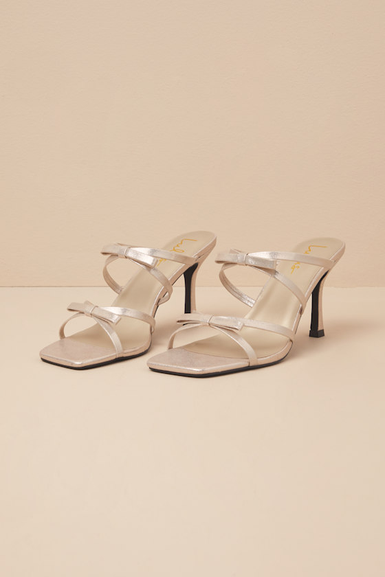 Lulus Pascaline Gold High Heel Slide Sandals In Gold