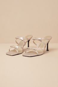 Pascaline Gold High Heel Slide Sandals 1