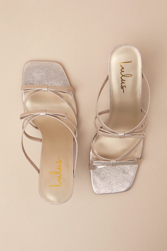 Lulus Pascaline Gold High Heel Slide Sandals In Gold