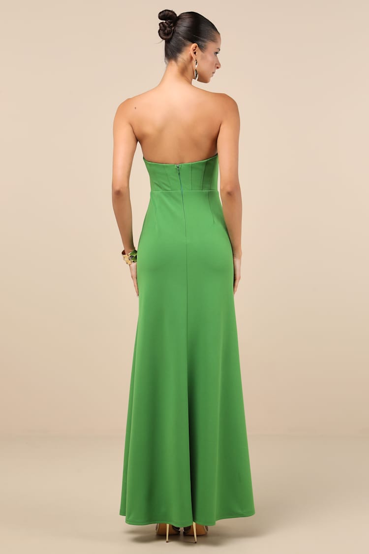Passionate Admiration Green Strapless Bustier Maxi Dress