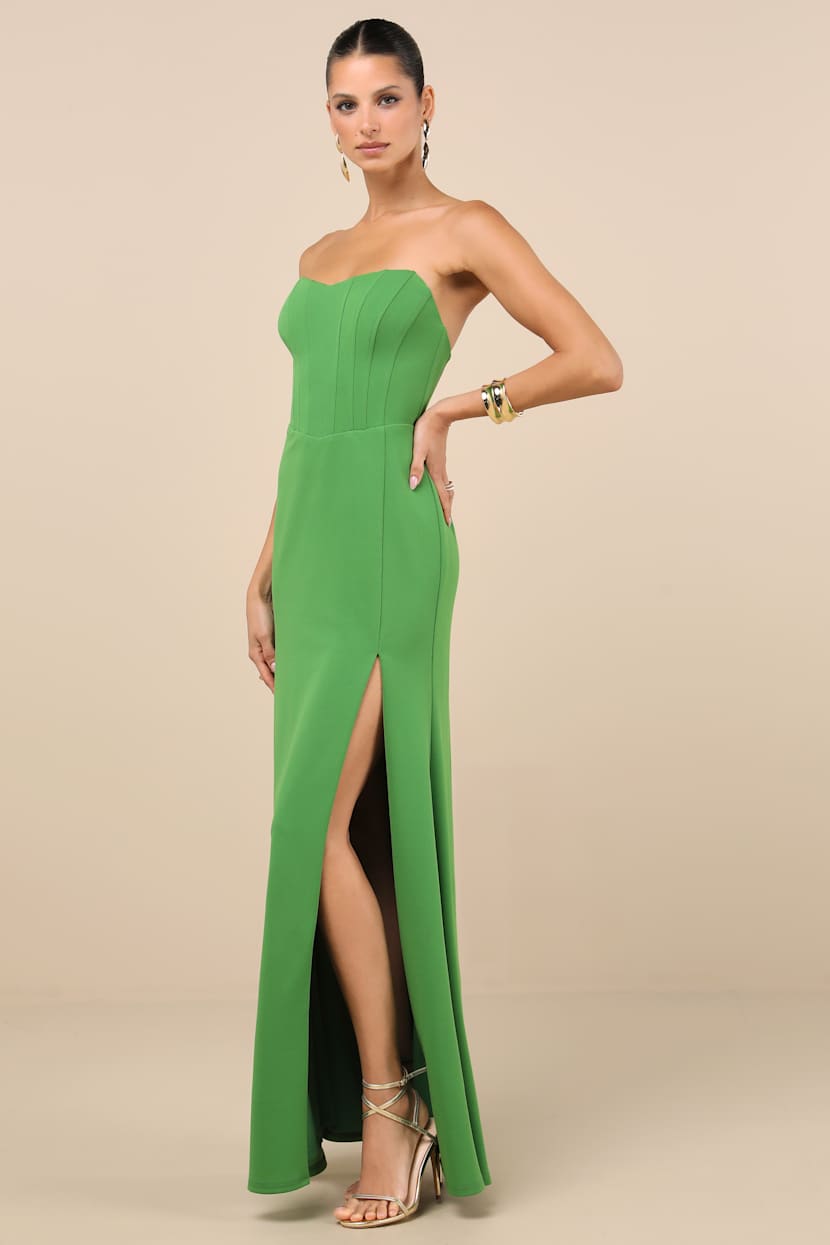 Passionate Admiration Green Strapless Bustier Maxi Dress