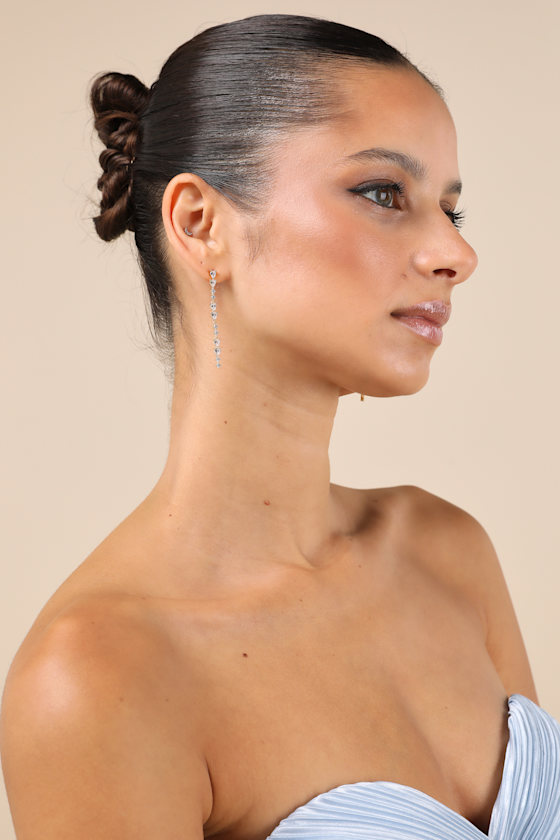 Lulus Shahar Gold Rhinestone Drop Earrings In Gold