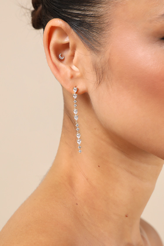 Lulus Shahar Gold Rhinestone Drop Earrings In Gold