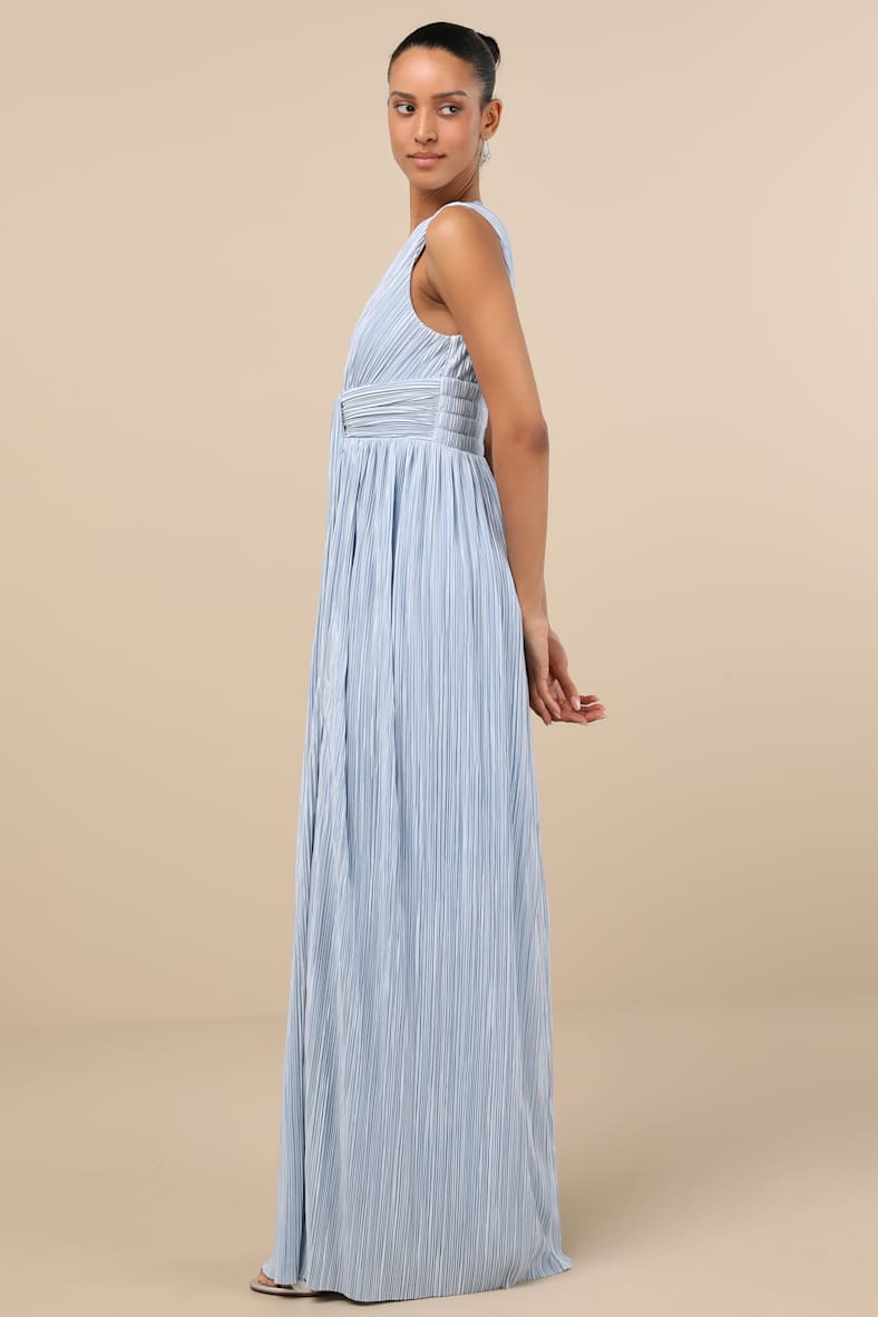 Melitta Light Blue Plisse Sash Maxi Dress