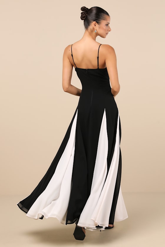 Lulus Elisha Black And White Sleeveless Maxi Dress