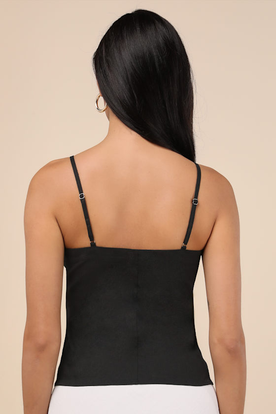 Black Cami Top - Button-Front Cami Top - Black Lace Cami Top - Lulus