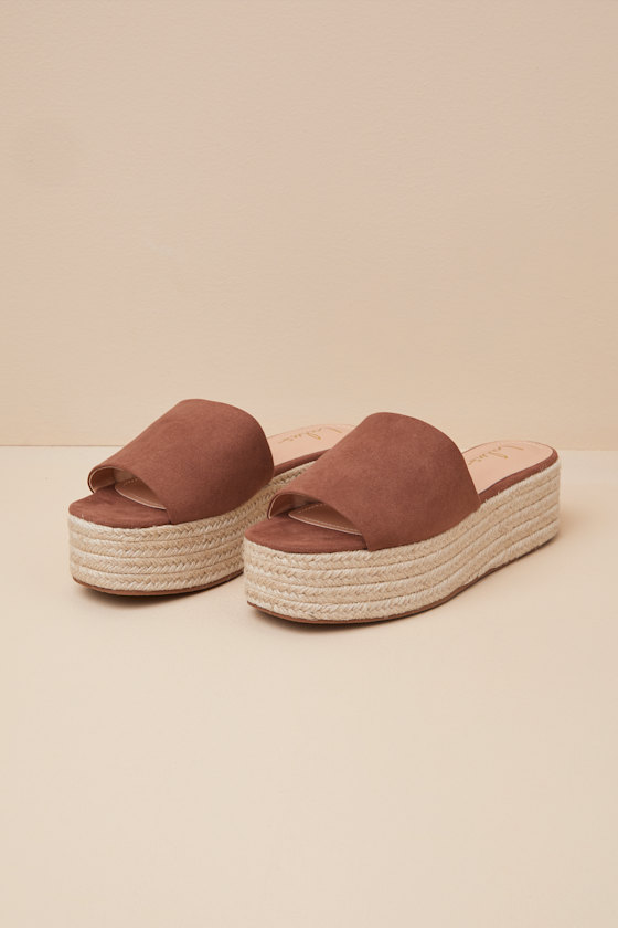 Lulus O'ahu 2 Cocoa Brown Suede Espadrille Platforms