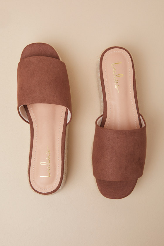 Lulus O'ahu 2 Cocoa Brown Suede Espadrille Platforms