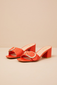 Franette Coral Snake-Embossed Low Heel Buckle Slide Sandals 1