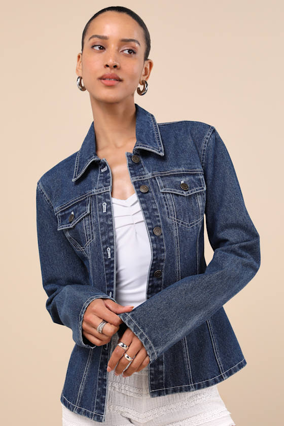 Lulus Danella Dark Wash Fitted Denim Jacket