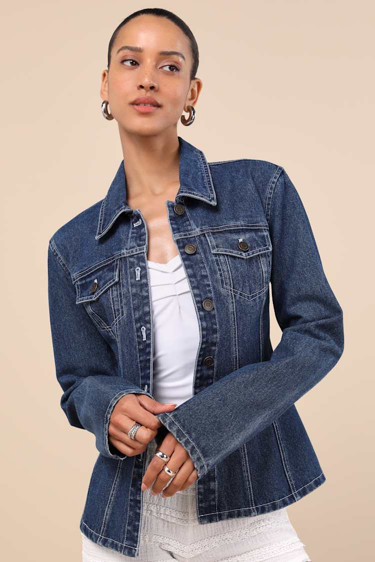 Danella Dark Wash Fitted Denim Jacket