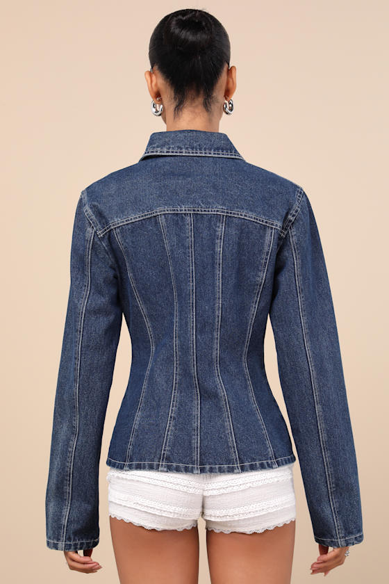 Lulus Danella Dark Wash Fitted Denim Jacket