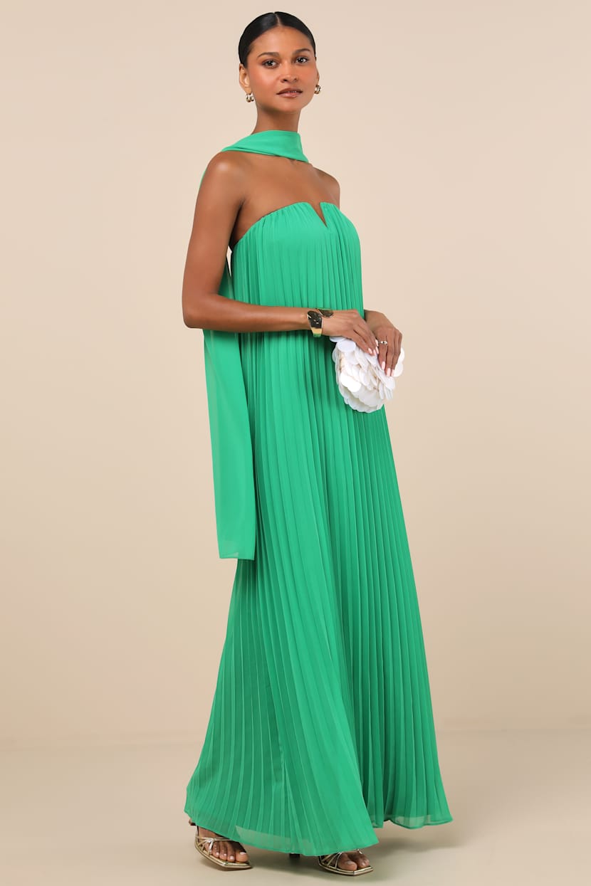 Green Pleated Maxi Dress - Strapless A-line Dress - Maxi Dress - Lulus