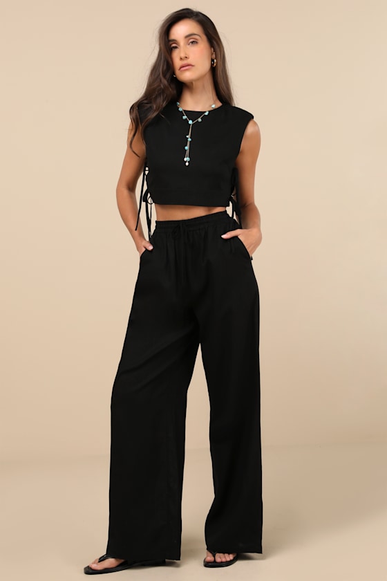 Lulus Irida Black Drawstring Pants