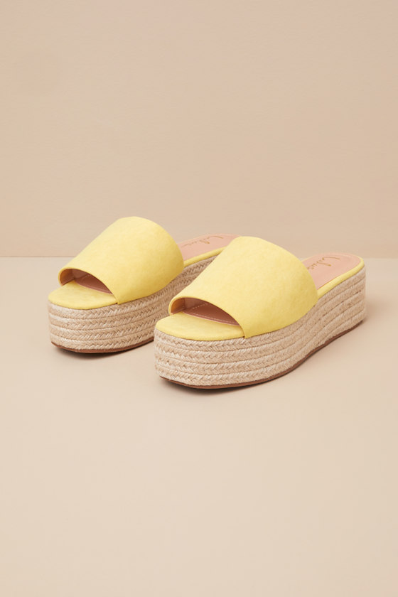 Lulus O'ahu 2 Butter Yellow Espadrille Platforms