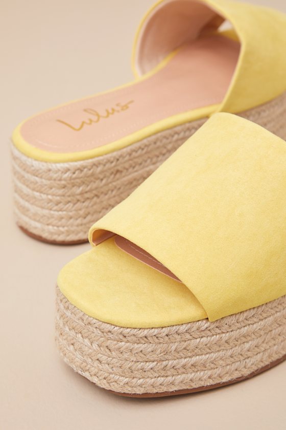 Yellow Suede Slides - Platform Espadrilles - Espadrille Slides - Image 5