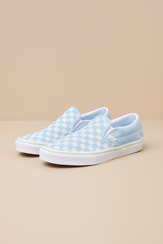 Vans Classic Crystal Blue Checkerboard Slip-on Sneakers