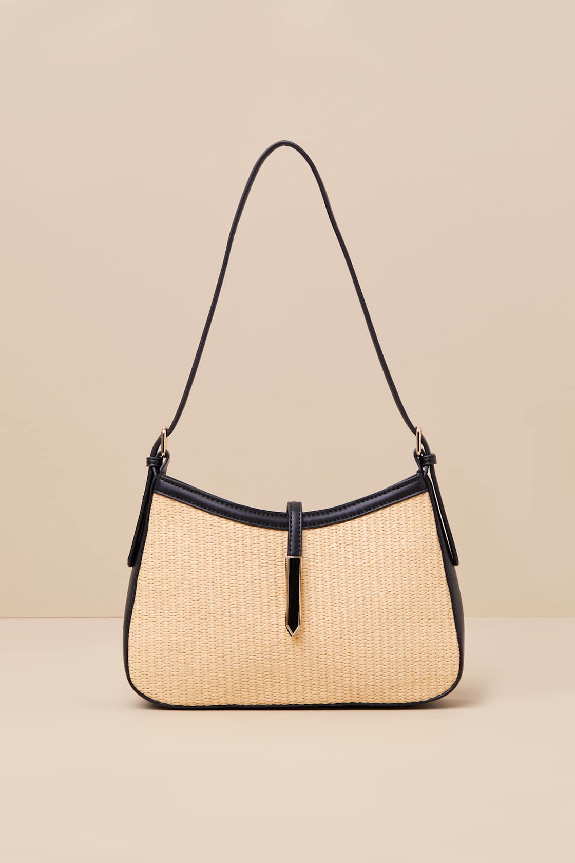 Virna Black Raffia Shoulder Bag