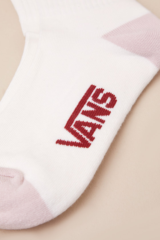 VANS CHECKER WHITE AND ROSE PINK FLAG CREW SOCKS