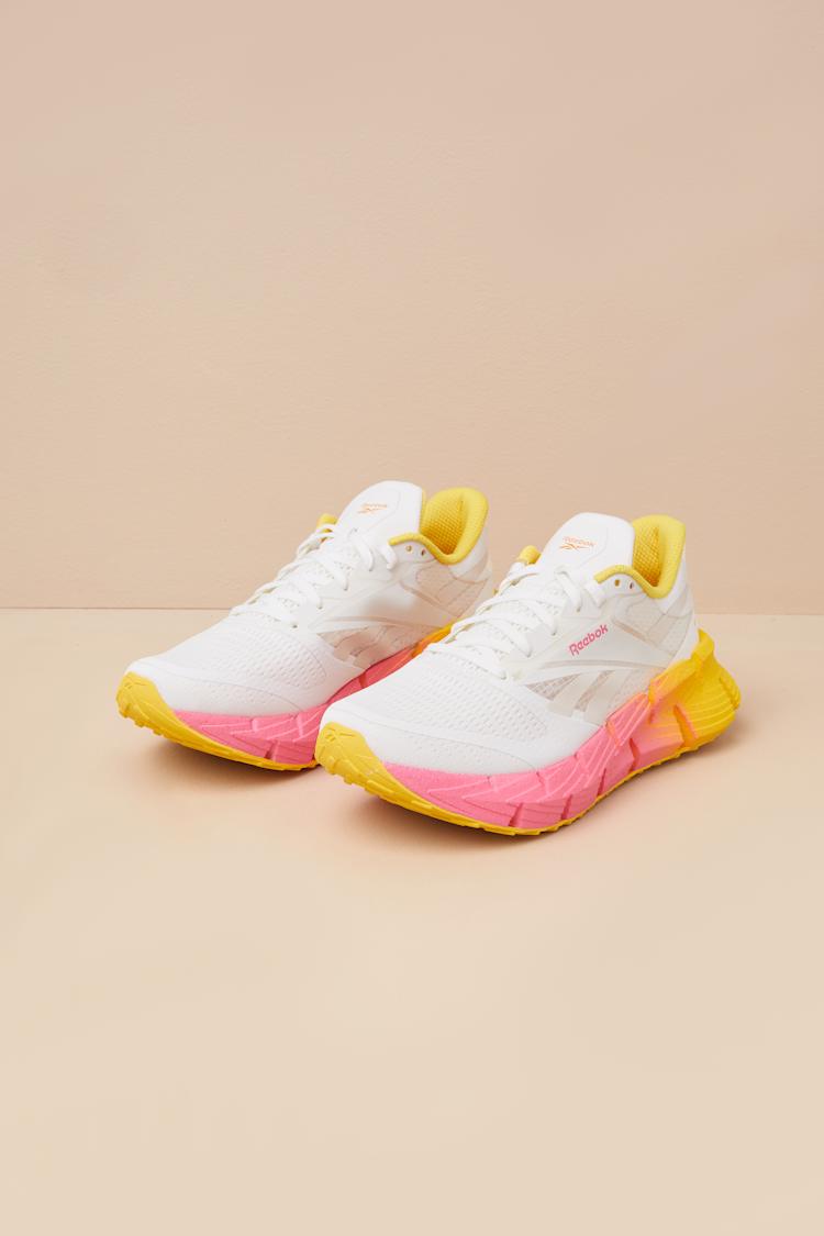 Reebok White, Neon Yellow & Pink Performance Running Shoes Womens Reebok Zignition Running Shoe main image 2