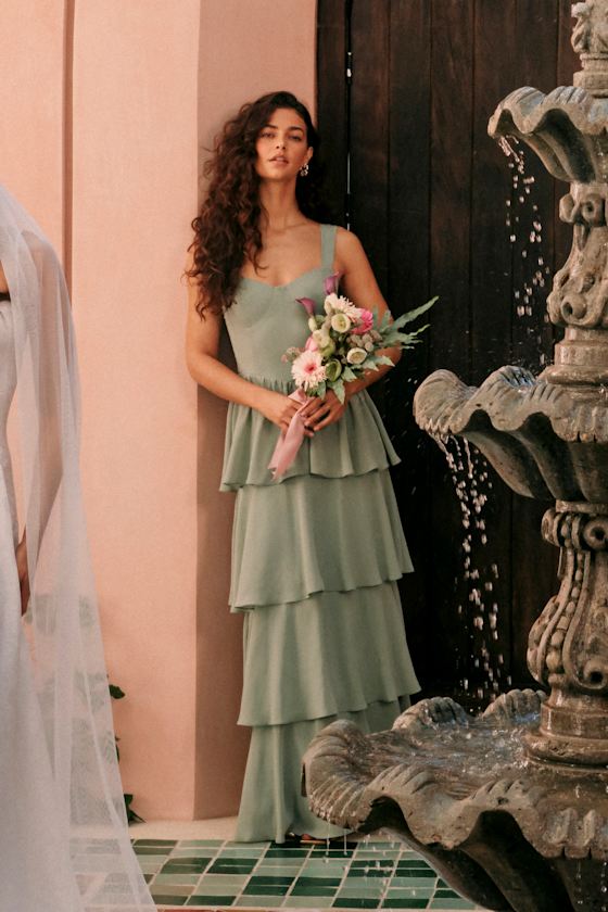 paige bridesmaid dresses Dress The Population Paige Halter Gown - SAGE