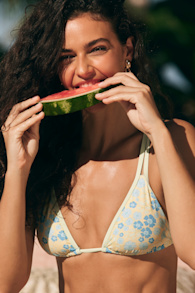 Billy Yellow Floral Triangle Bikini Top
