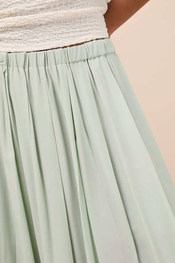 Lulus If You Pleats Mint Pleated Maxi Skirt